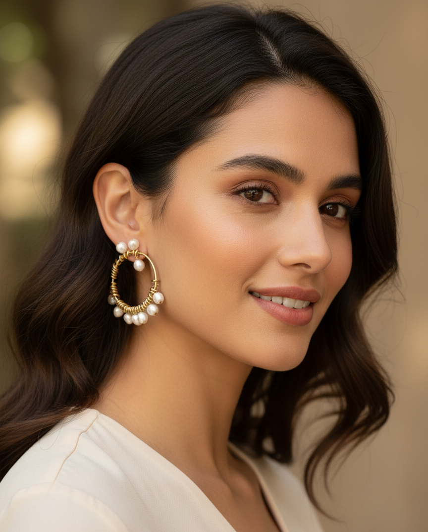 White Pearl Ear Rings