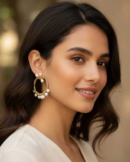 White Pearl Ear Rings