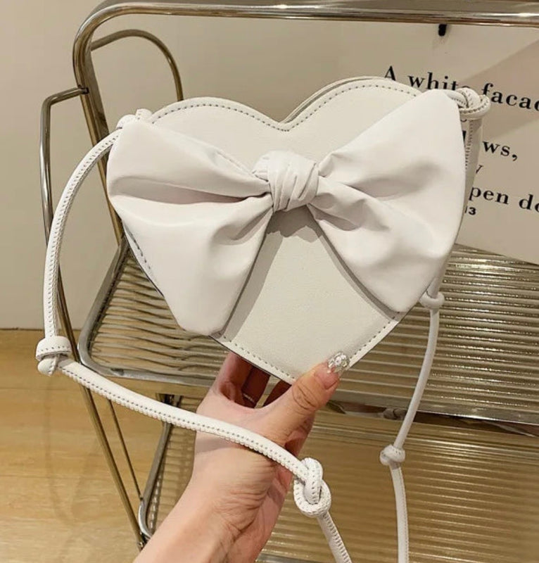 Heart-Shaped Crossbody Bag with Elegant Bow