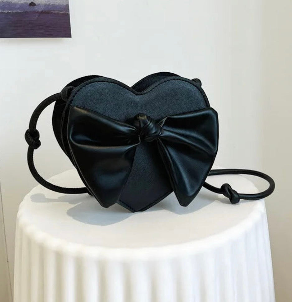 Heart-Shaped Crossbody Bag with Elegant Bow