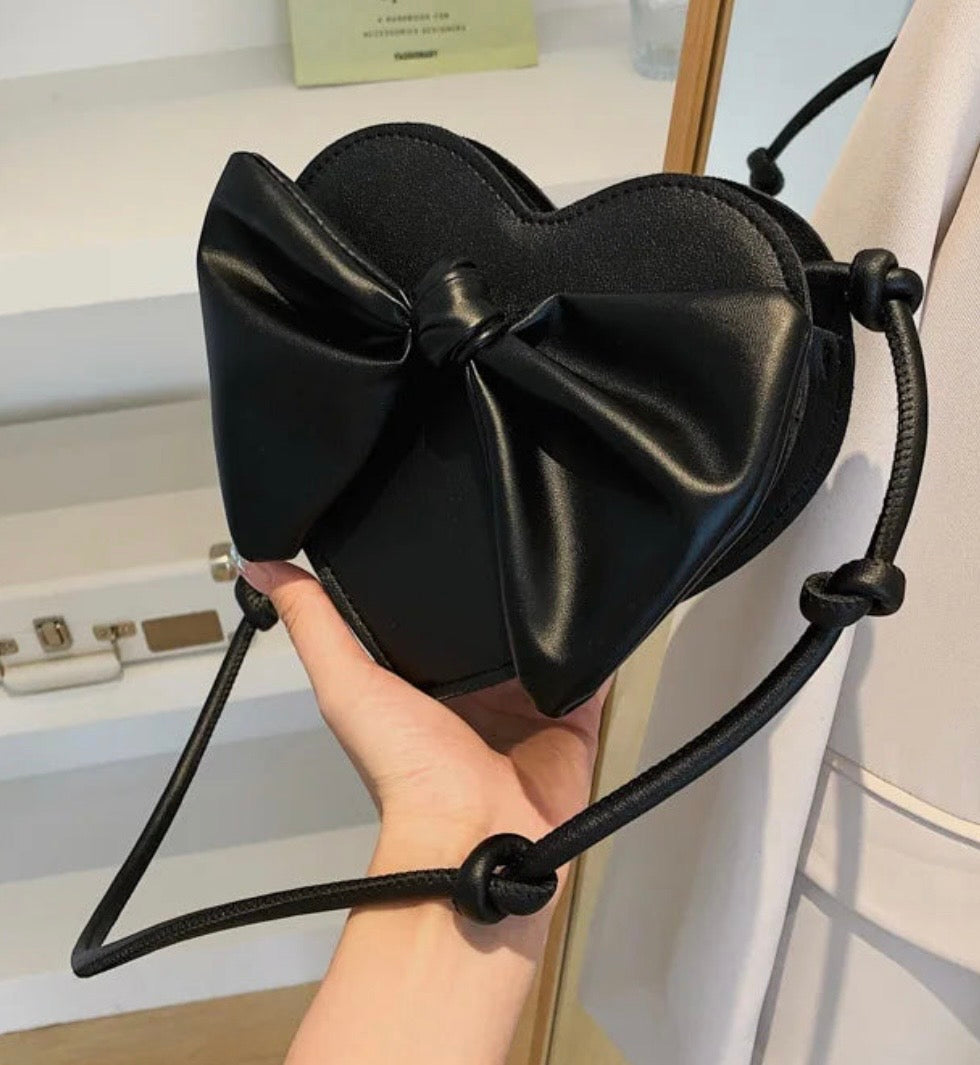 Heart-Shaped Crossbody Bag with Elegant Bow