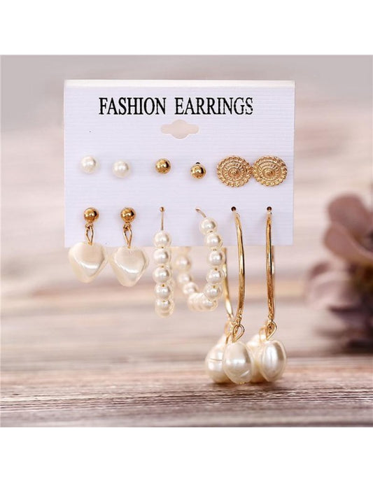 Gold-Toned- Gold Plated Pearl Studded Earrings Combo