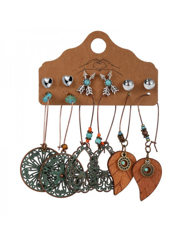 Oxidised German Silver Plated 6 Pair of Earrings For Women/Girls
