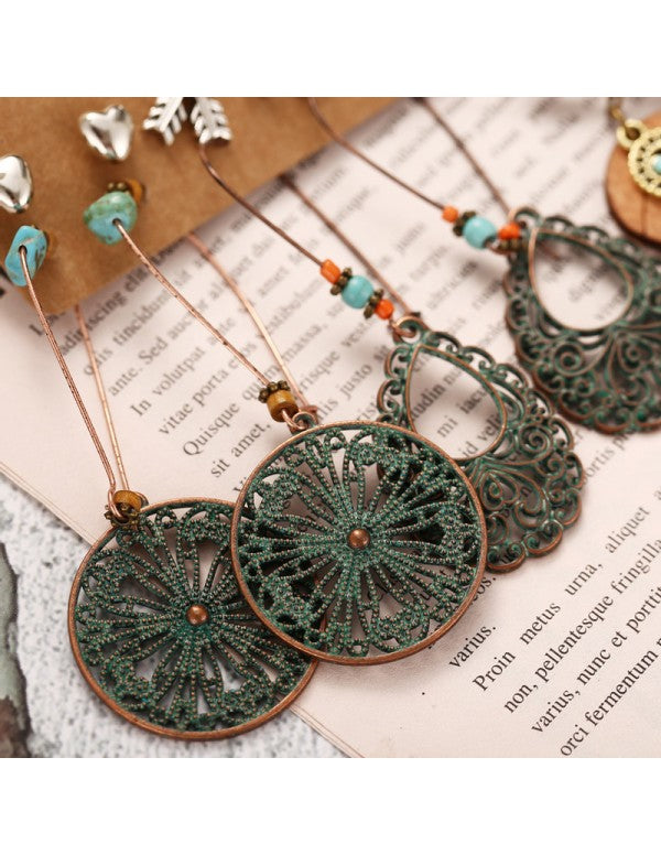 Oxidised German Silver Plated 6 Pair of Earrings For Women/Girls