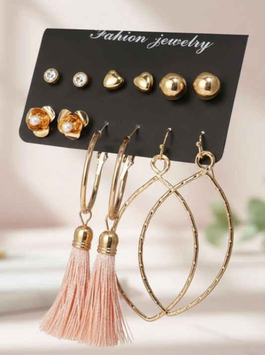 Combo of 6 Pair Gold Plated Earrings