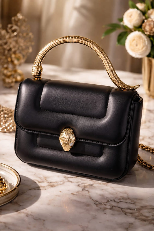 Leather Bag with Snake Handle