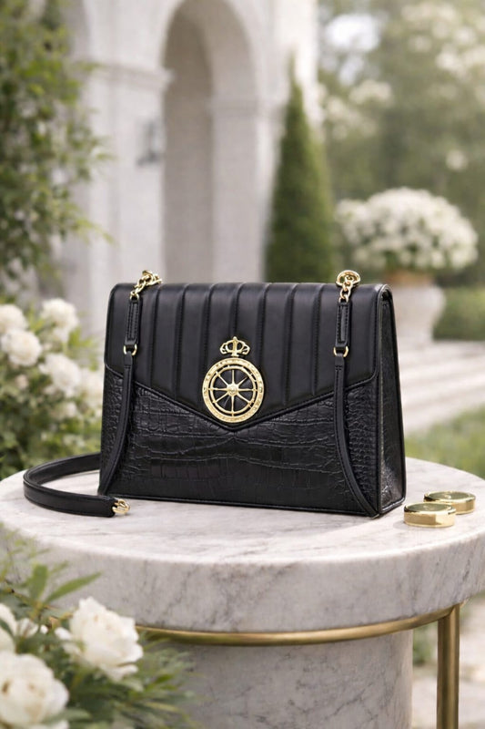 Black Scaled Designed Sling Bag