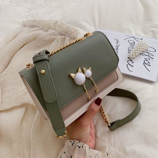 Leather Bag with Pearl Design