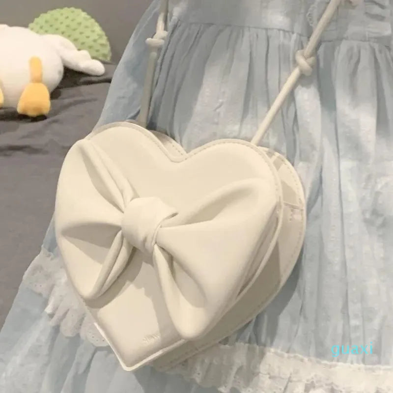 Heart-Shaped Crossbody Bag with Elegant Bow